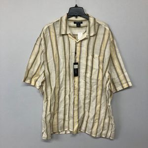 NWT Trust Men Short Sleeve Button Shirt Top Size XXL 2XL 100% Linen M059 -4